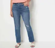 ~ NEW LAURIE FELT FOREVER DENIM RELAXED STRAIGHT JEANS DISTRESSED 10 PETITE 10P