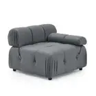 Foret 1 pc Arm Seat Modular Tufted Velvet Sofa Lounge Couch Furniture Dark Grey