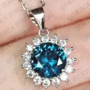 4.50ct Round Cut Natural Topaz & Diamond Pendant 18K White Gold Plated No Chain