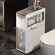 Slim Bathroom Storage Cabinet Shelves - Waterproof and Easy Assembly - Tissue Storage - Narrow Toilet Side Shelf - Scroll Design