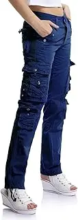 [Aeslech] Women's Cotton Casual Cargo Work Trousers High Waisted Travel Hiking Y2K Pants with Multi Pockets