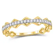 10kt Yellow Gold Round Diamond Link Stackable Band Ring 1/5 Cttw