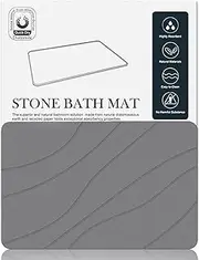 GIOD Stone Bath Mat, Diatomaceous Bath Mat, 60×39×1cm Quick-Drying Water-Absorbing Non-Slip Diatomaceous Earth Hard Bath Mat, Modern and Stylish Bathroom Mat, Door Mat Bath Drying Mat (Dark Gray-A)
