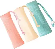 CANIGHT 3pcs Exfoliating Soap Pouches Multi Layer Bathing Soap Bags with Drawstring for and Drying Soft Mesh Foaming Net for Gentle Body Cleansing and Massage