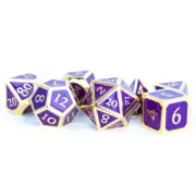 LIC017 Fanroll by MDG Dice:7-set: Purple/Gold Metal Enamel