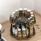 Wood Turntable 2 Layer Rotating Spice Rack Organizer for Table Pantry Dining