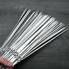 Barbecue Metal Skewers Flat Needle BBQ Kebab Stainless Steel Stick 30cm