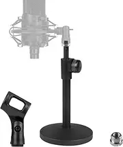 Geekria for Creators Telescoping Tabletop Microphone Stand, Adjustable Desk Mic Holder with Weighted Base, Compatible with TONOR TC-777, TC30, TC20, Shure Sm57, Sm58, SAMSON Q2U