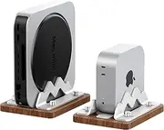AODUKE Walnut Wooden MacMini 2024 Stand for MacMini M4 M3 M2 M1, Micro Desktop Computer Host Vertical Dock Holder, Side Stand Storage Rack, Bracket Adjustable Slot Width(1-2.2 inch) AJBK03M