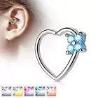 Flower CZ Set Heart Ear Cartilage Tragus Rook Snug Daith Hoop Rings Piercing