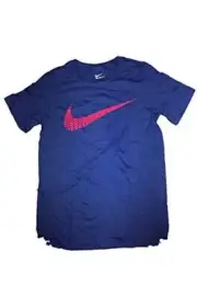 Nike Boy's Swoosh Graphic Tee Shirt Blue Pink Sz S 902429-480
