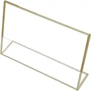 GANAZONO 6Pcs Clear Acrylic Sign Holder Shape Tabletop Display Stands with Gold Frame Double Sided Flyer Holder for Office Store Restaurant Table Numbers Holders