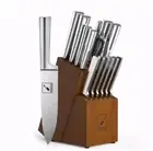Imarku Knife Set 15-Pieces Japanese Stainless Steel Knife Block Set w/ Sharpener