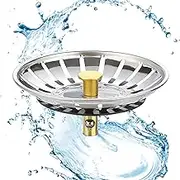 Sink Strainer, Premium Kitchen Sink Strainer Plug, Stainless Steel Universal Sink Plug, Sink Stopper Waste Plug Drain Stopper Basket Filter for Kitchen Sinks (Hole Diameter 84mm)