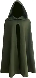 JEGERMIG Hobbit Hooded Green Cape Renaissance Medieval Cloak with Hood Halloween Costume