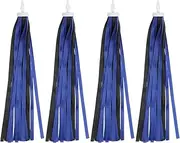 [sourcing map] Bike Streamers Colorful Bike Tassels Scooter Handlebar Streamers Bicycle Tassel Ribbon for Girls Bicycle Tricycle Handles Accessory (Blue/Black, Pack of 4)