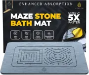 Stone Bath Mat - Instant-Drying Diatomaceous Earth Bath Mat with Maze Pattern -