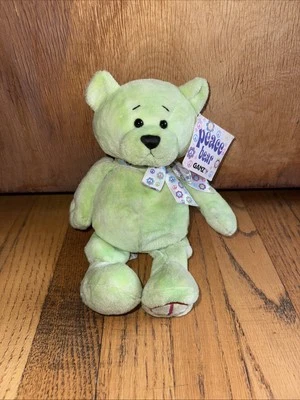 NEW Ganz Peace Bear Green Teddy Bear Plush Stuffed Animal