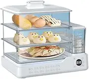 1.5LWater Tank Electric Steamer, Touch Screen Electric Steamer 3 Floors Detachable Steaming Tray, 24L Large-Capacity Multifunctional Digital Steamer, Intelligent Timing, Suitable Home Kitchen