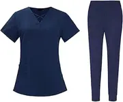 [Vseutiac] Elastic Waist Scrub Set for and Jogging, Featuring Soft and Breathable Design for Medical