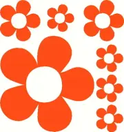 Flowers, 7 piece Orange Flower Windscreen, Car, Wall, Mirror Sticker Decal Set
