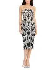 Dress the Population Viviana Fringe Trim Dress