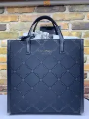 TED BAKER Icon Flo Tote Bag Black Canvas Exterior Leather With Adjustable Strap
