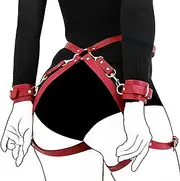 Xocity Sex Bondage BDSM Kit Restraints Set for Couple, Fashion Sex Toy for Women with 2 Wrists Cuffs and Thigh Waist Straps, SM Cortex Set(Red), Red, 1 Count (Pack of 1)