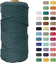 Macrame Cord 4mm, JeogYong 4mm Macrame Cord 109 Yards Natural Cotton Yarn Macrame Rope 4 Strand Twisted Craft Cord Cotton Rope for Wall Hanging Plant Hanger Craft Making