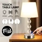 Bedside Table Lamp Touch Bedroom Crystal Nightstand USB Charger 3 Way Dimmer