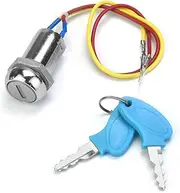 Universal Ignition Key Switch with 2 Wires Key Starter Switch Wear-Resistant & Antioxidant Key Switch for Mini Electric Car, Scooter, ATV, Moped Motorcycle (Blue & Silver)