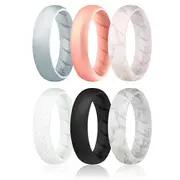 ROQ Silicone Wedding BR Solid Ring Set - Basic-Marble by ROQ for Women - 6 x 11 mm Ring