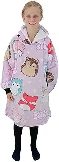 Squishmallows Character World Hugzee Oversized Wearable Hooded Fleece | Super Warm and Cosy Sherpa Lined, Design | Perfect for Kids Aged 7-12 Years, One Size Suggested Height 85cm+