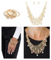 PAPARAZZI Jewelry/Fishing Compliments+Feminine Charm/Necklace+Earrings +Bracelet