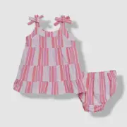 Splendid Girl's Pink 2-Piece Watermelon Striped Dress & Bloomer Set Size 3-6M