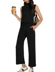 Two Piece Outfits for Women Wide Leg Pants Lounge Sets 2025 Fashion 2 Piece S...