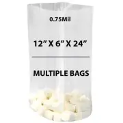0.75Mil 12" X 6" X 24" | Clear Gusseted Bags, Heat Sealable | Multiple Bags