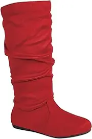 [Wells Collection] Womens Slouchy Boots Soft Flat to Low Heel Under Knee High
