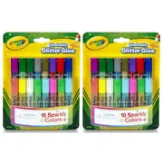 32x Crayola Washable Glitter Glue Sparkly Colour Tubes Art/Craft Kids 3y+