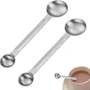 2 Coffee Bean Spoon, Stainless Steel Coffee Measuring Scoop, Measuring Spoons with Double Head, Ground Coffee Scoop, for Coffee Beans Tea Milk Powder Sugar Oatmeal Spices