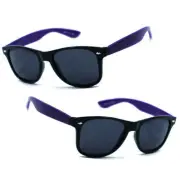 Retro Square Frame 52mm Spring Hinges Sunglasses UV Protect Purple Temple WF 02