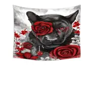 Art Painting Ruby Rose Panther and Hummingbird Tapestry