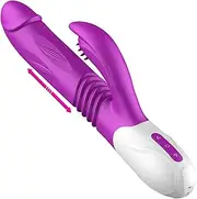Thrusting Rabbit Vibrator G Spot Expanding Dildo Sex Toy for Women Rabbit Clit Stimulator Wand Vibrator Massager with 10 Modes for Vaginal Clitoral Stimulation Waterproof Rechargeable Female Women Adult Sex Toy