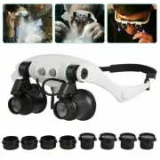 10x 15x 20x 25x LED Headband Binocular Magnifying Glass For Watch PCB Repair