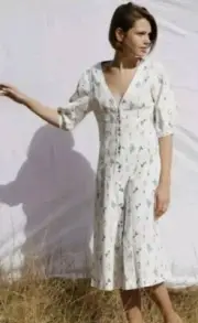 RYDER 55% LINEN 45% COTTON Coco Midi Dress in Wildflower, XXL/16 BNWT RRP $249