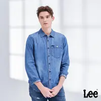 在飛比找Yahoo奇摩購物中心優惠-Lee 男款 胸前鈕扣口袋長袖牛仔襯衫 中藍洗水｜Moder
