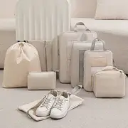 Compression Packing Cubes for Travel, Luggage Backpack Organizer Set, Space Saver Storage Bags for Clothes, Shoes, Toiletries, Makeup Digital Accessories