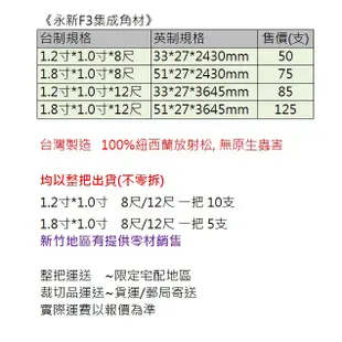 建材便利購《永新F3集成角材》低甲醛/木材/木料/木條/夾板/合板/積層材/集成材/室內設計/裝潢/櫥櫃/家具