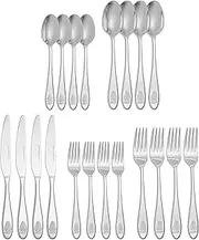 Spode - Christmas Tree Collection - 20-Piece Flatware Set - 4 of Each: Dinner Fork, Salad Fork, Dinner Knife, Tablespoon, and Teaspoon- Holiday Cutlery - Dishwasher Safe