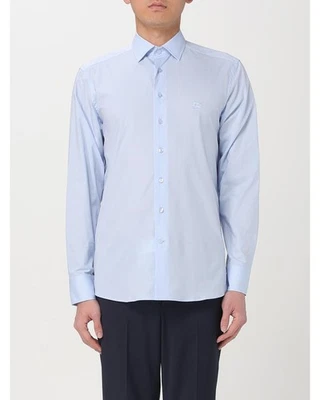 Etro Slim Fit Cotton Dress Shirt Men Gnawed Blue